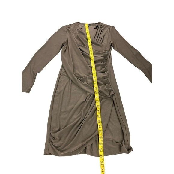 Komarov Women’s Brown Side Drape Ruched Stretch Slimming Flattering Dress Sz Sm - Picture 9 of 11